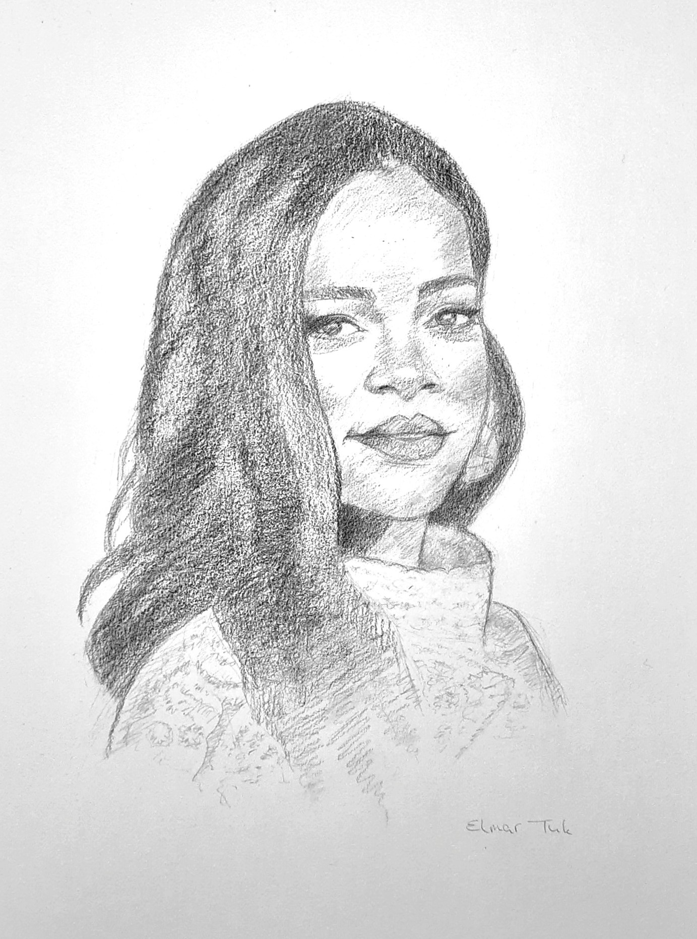 Portrettekening van Rihanna